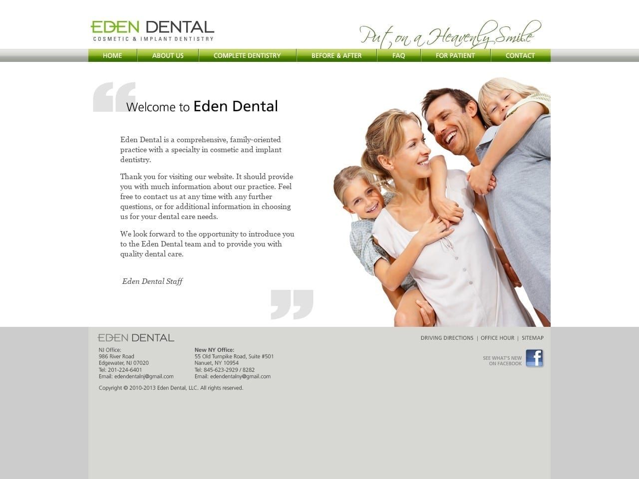 Eden Dental Website Screenshot from edendental.us