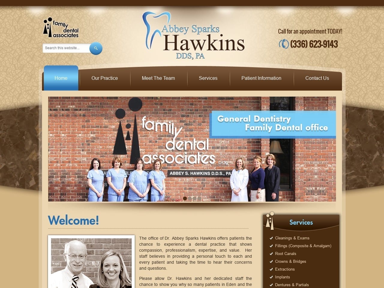 Abbey S. Hawkins DDS PA Website Screenshot from edendentalassociates.com