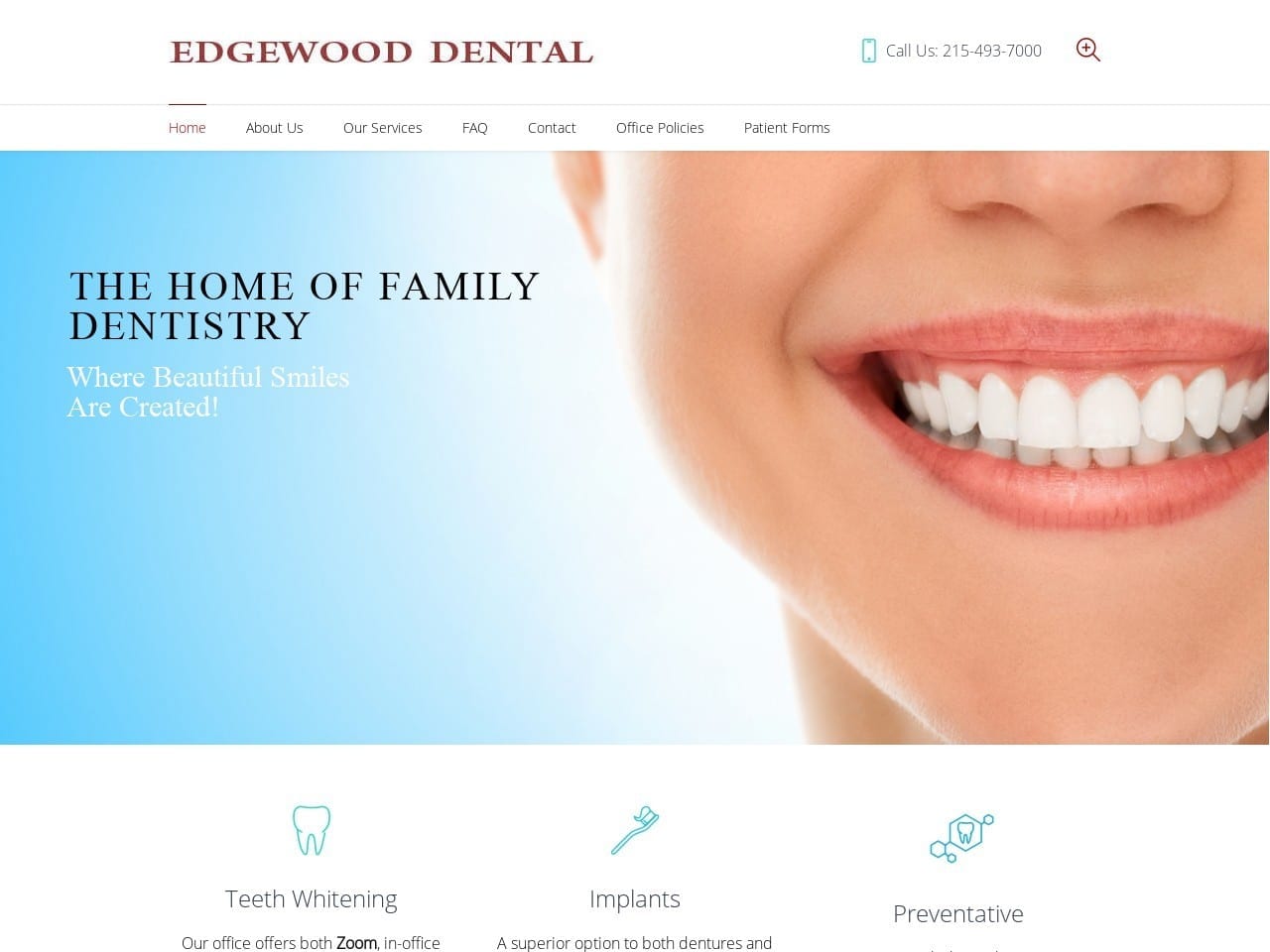 Edgewood Dental Website Screenshot from edgewooddental.com