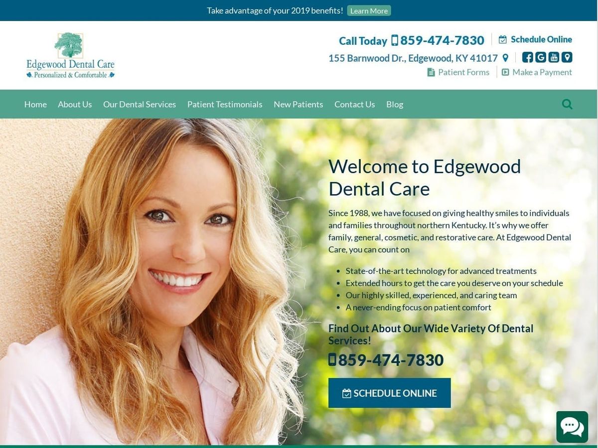 Edgewood Dental Care Website Screenshot from edgewooddentalcare.com