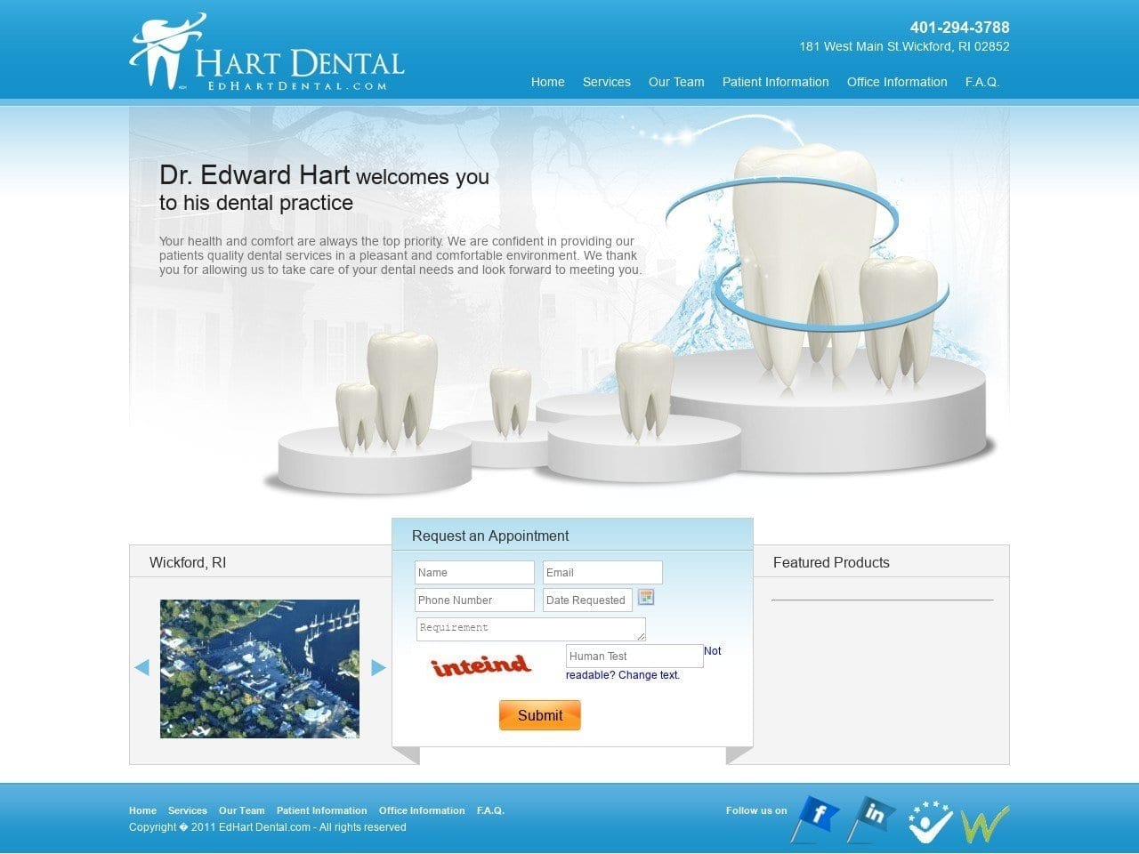 Edward a Hart DMD Website Screenshot from edhartdental.com