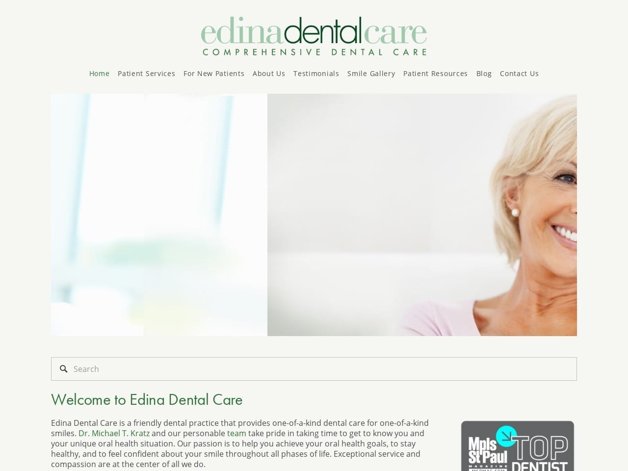 Edina Dental Care Website Screenshot from edinadentalcare.com