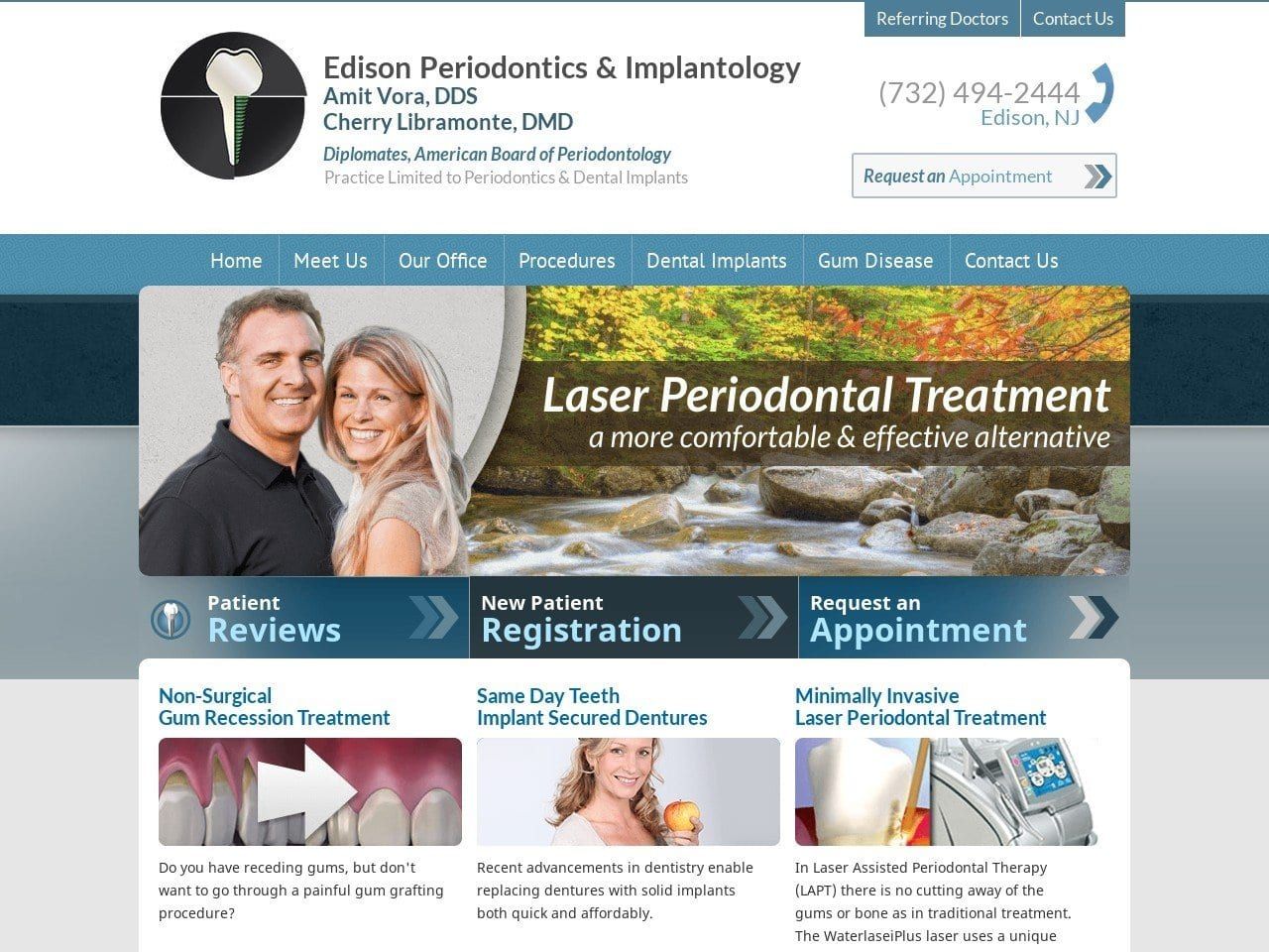 Edison Periodontics and Implantology Website Screenshot from edisonperio.com