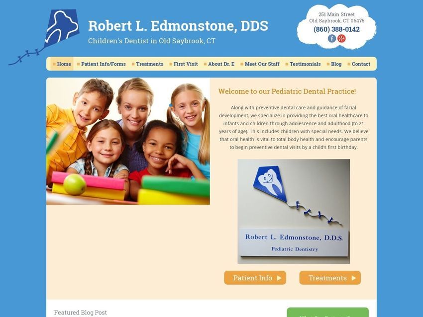 Dr. Robert L. Edmonstone DDS Website Screenshot from edmonstonedental.com