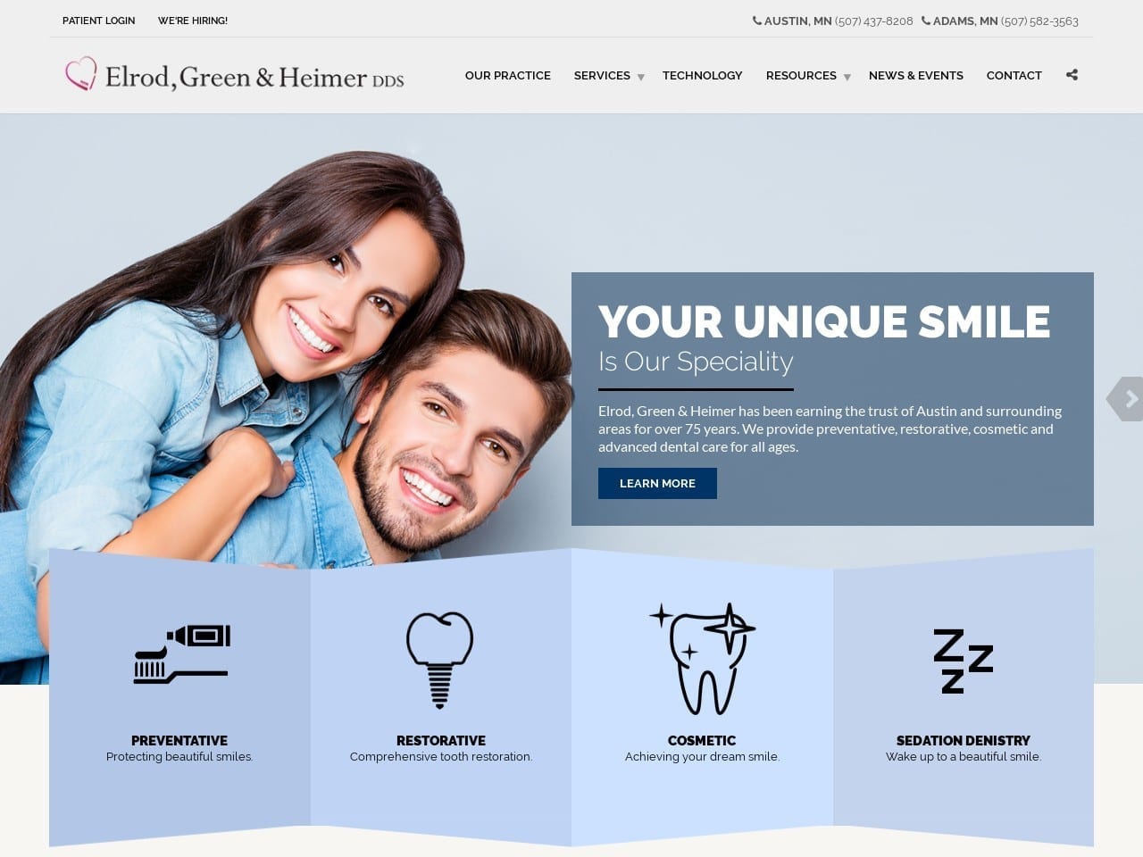 Elrod Green Dentist Website Screenshot from eghdds.com