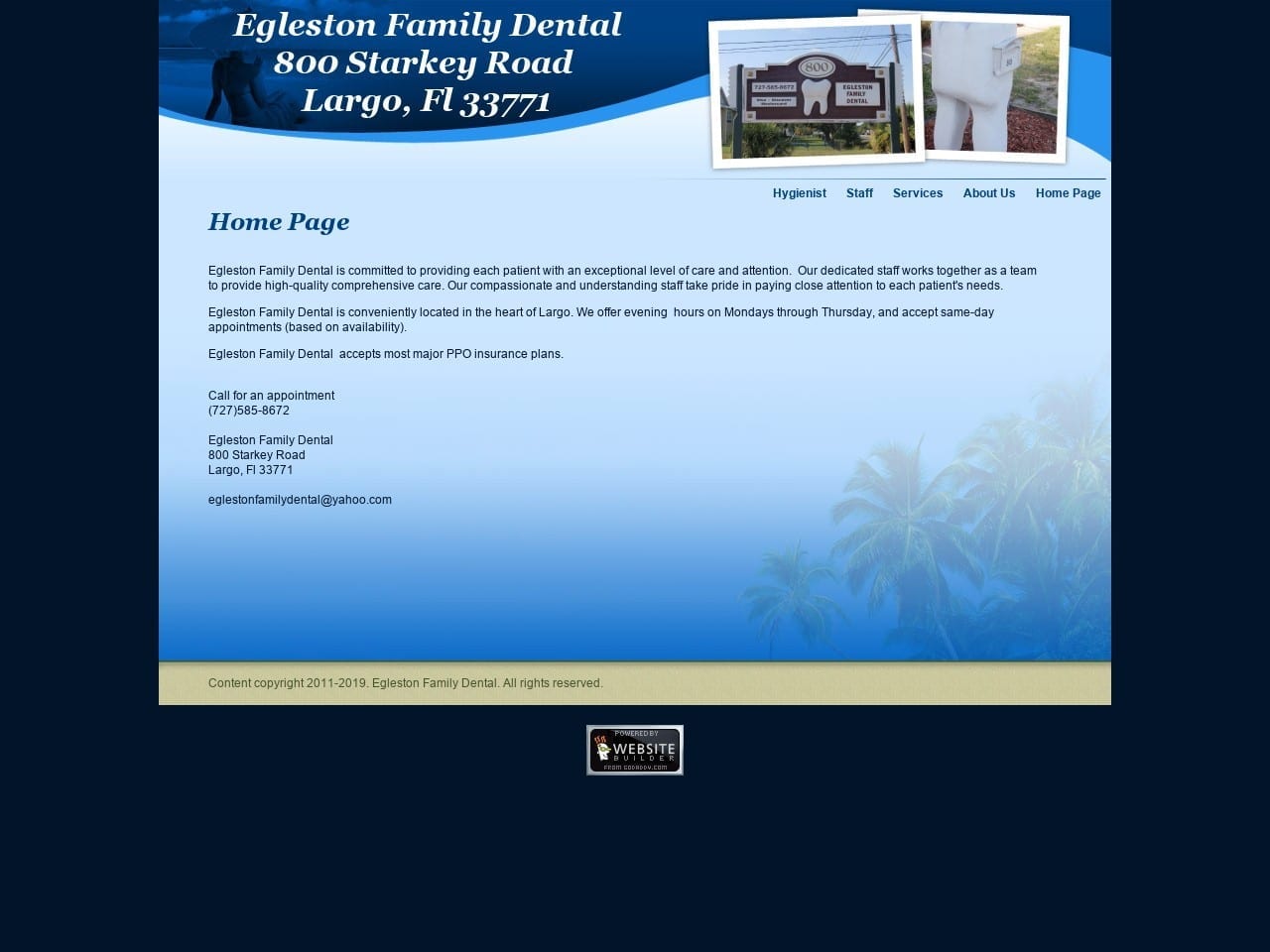 Egleston Family Dental Website Screenshot from eglestonfamilydental.com