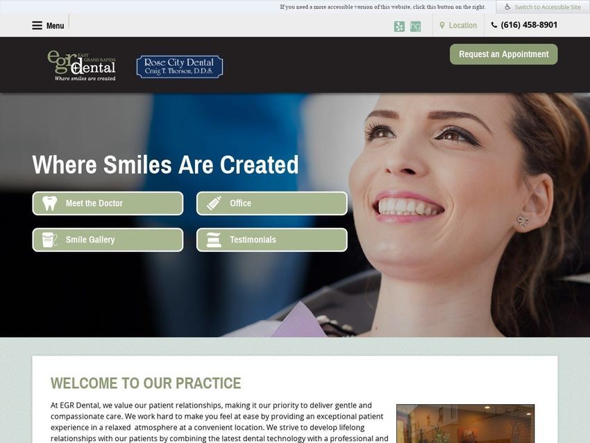 East Grand Rapids Dental Website Screenshot from egrdental.com