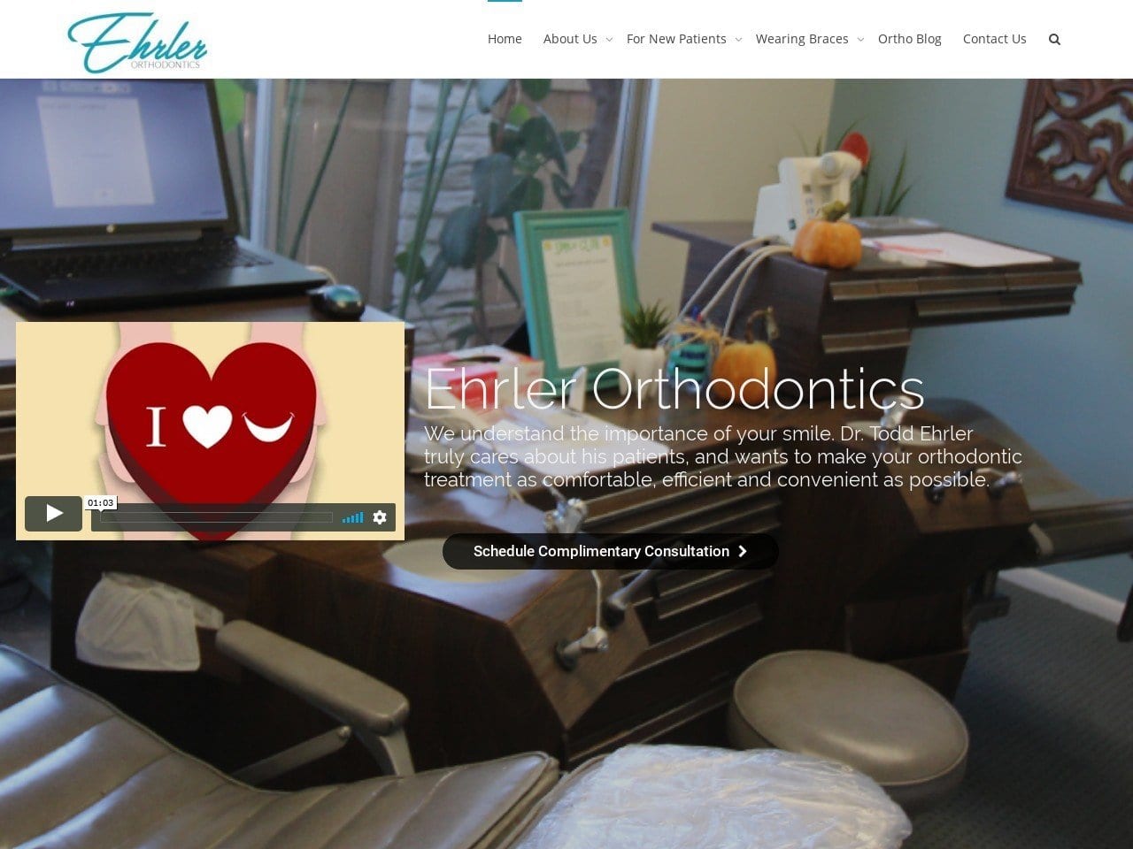 Ehrler Orthodontics Website Screenshot from ehrlerortho.com