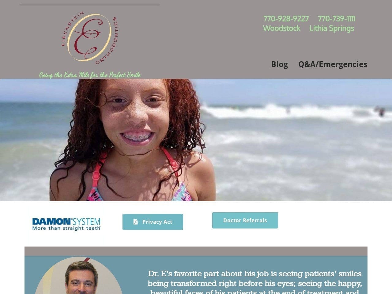 Eisenstein Orthodontics Website Screenshot from eisensteinorthodontics.com