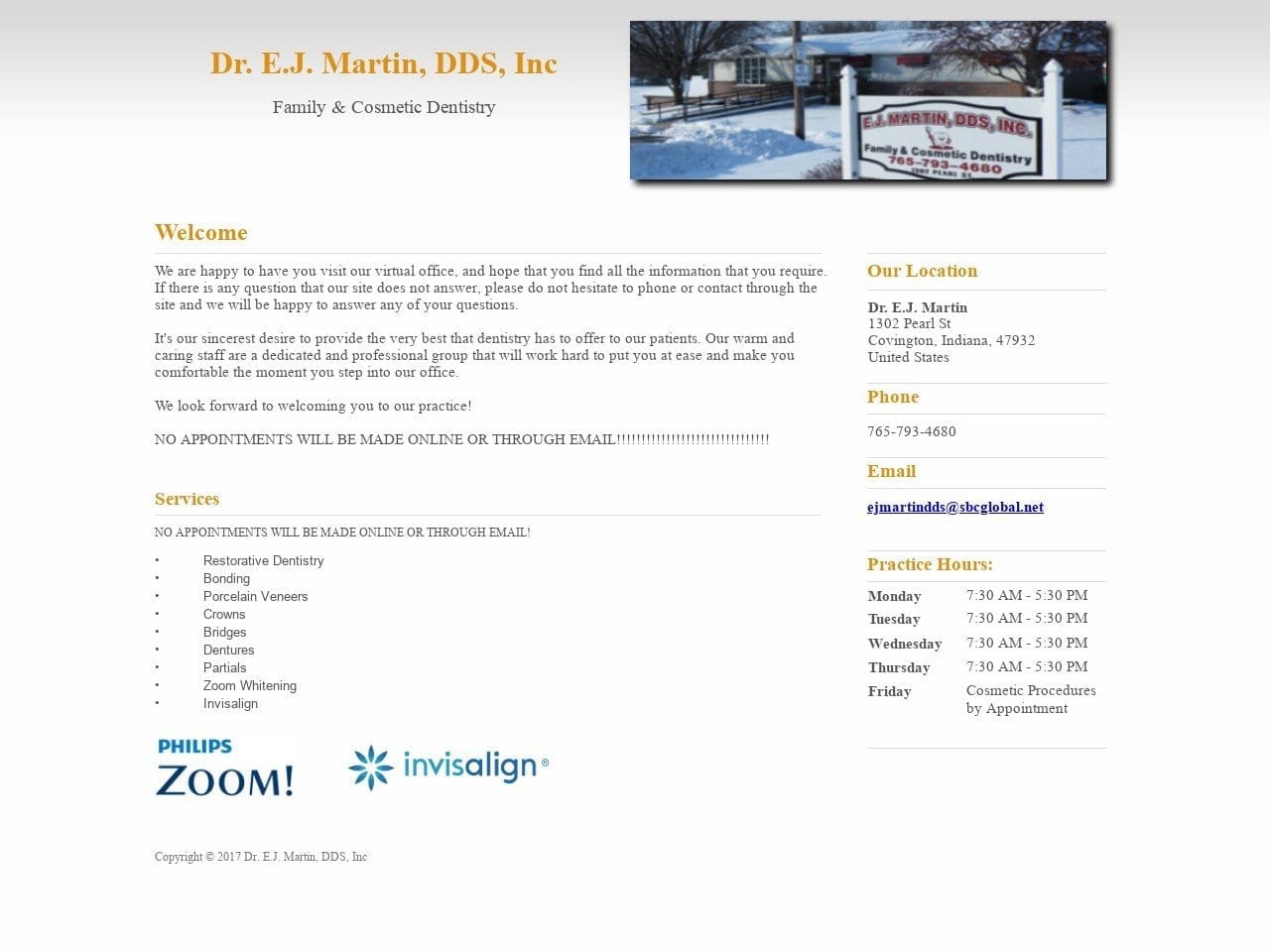 E J Martin Inc Website Screenshot from ejmartindds.com