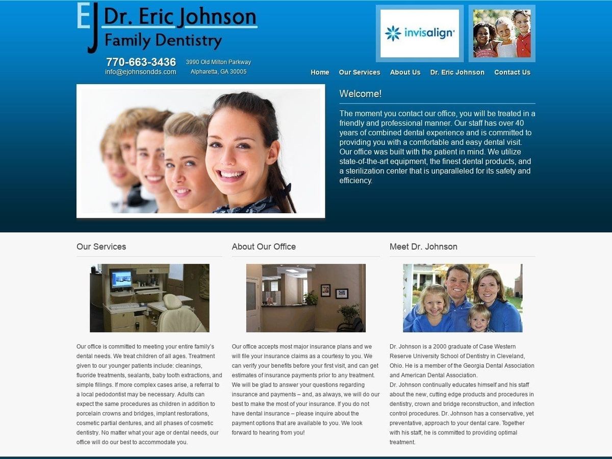 Dr. Eric A. Johnson DDS Website Screenshot from ejohnsondds.com