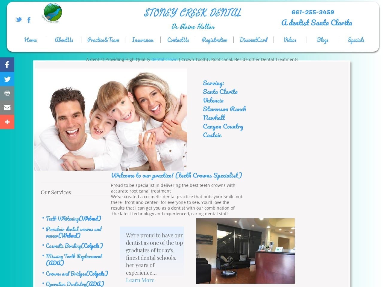 Stoney Creek Dental Elaine Hattar DDS Website Screenshot from elainehattardds.com