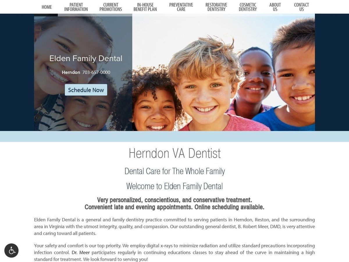 Elden Family Dental Website Screenshot from eldenfamilydental.com