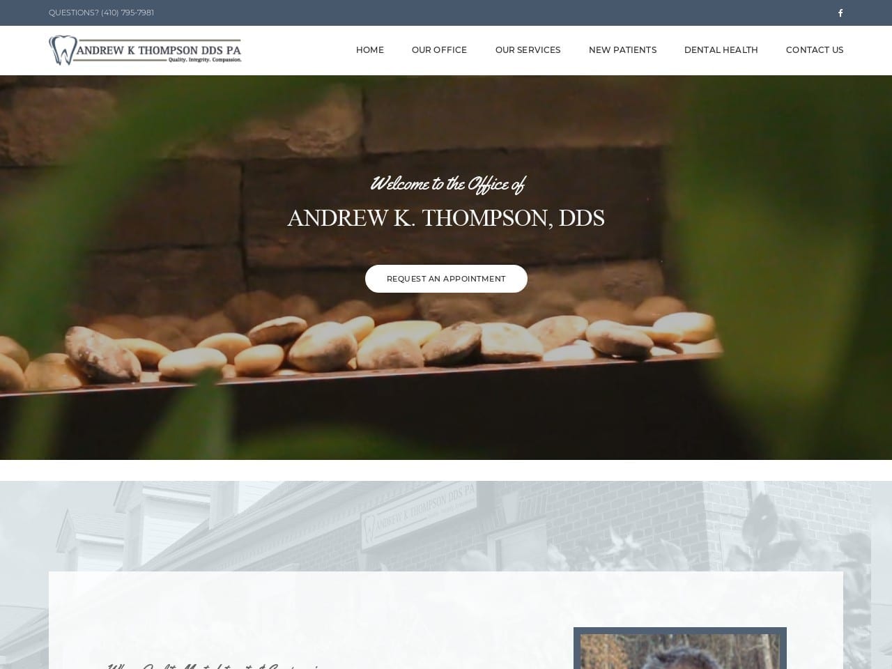 Dr. Andrew K. Thompson DDS Website Screenshot from eldersburgdentistry.com