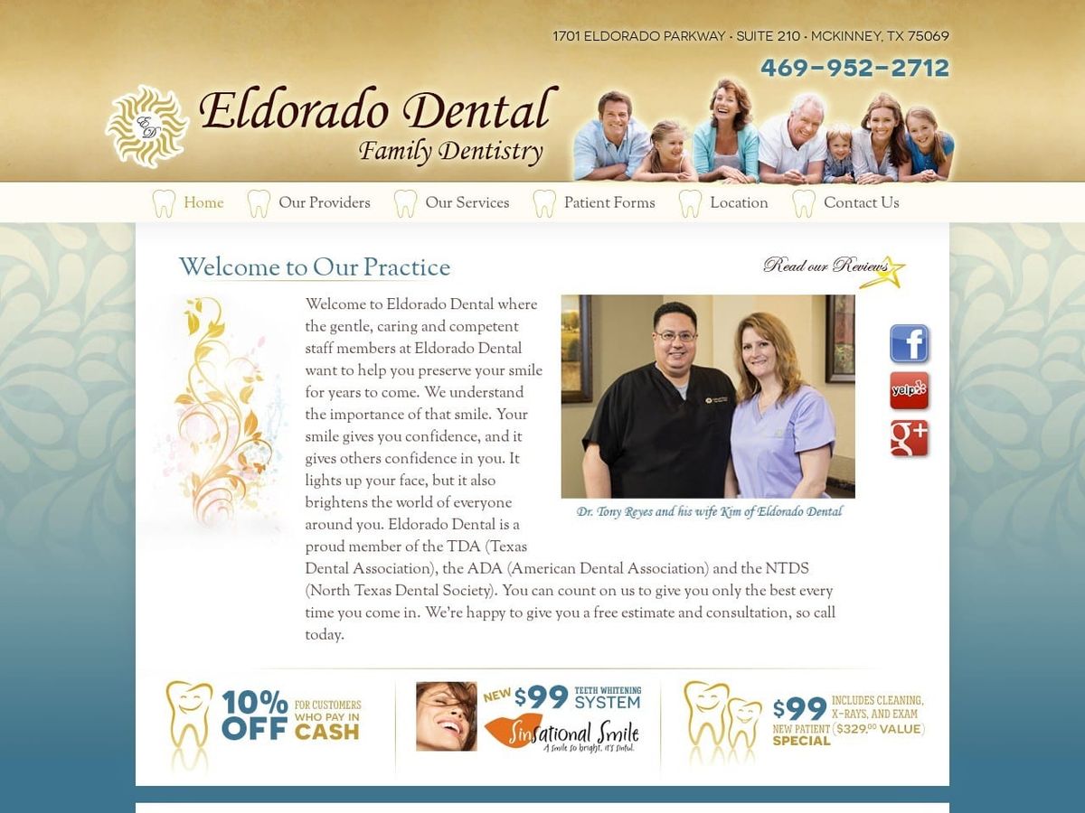 Eldorado Dental Website Screenshot from eldoradodentistry.com