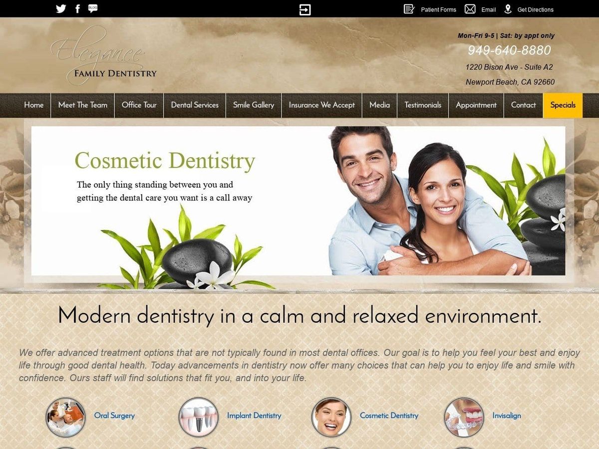 Salimy Shahram Dds Website Screenshot from elegancedentistry.com