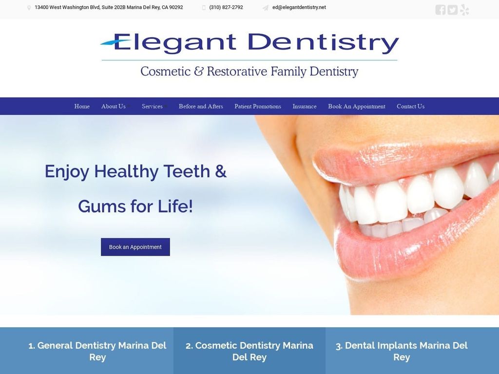 Elegant Dental Office Website Screenshot from elegantdentistry.net