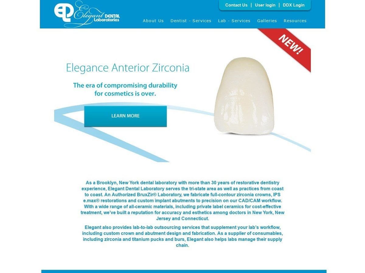 Elegant Dental Laboratories Website Screenshot from elegantlab.com