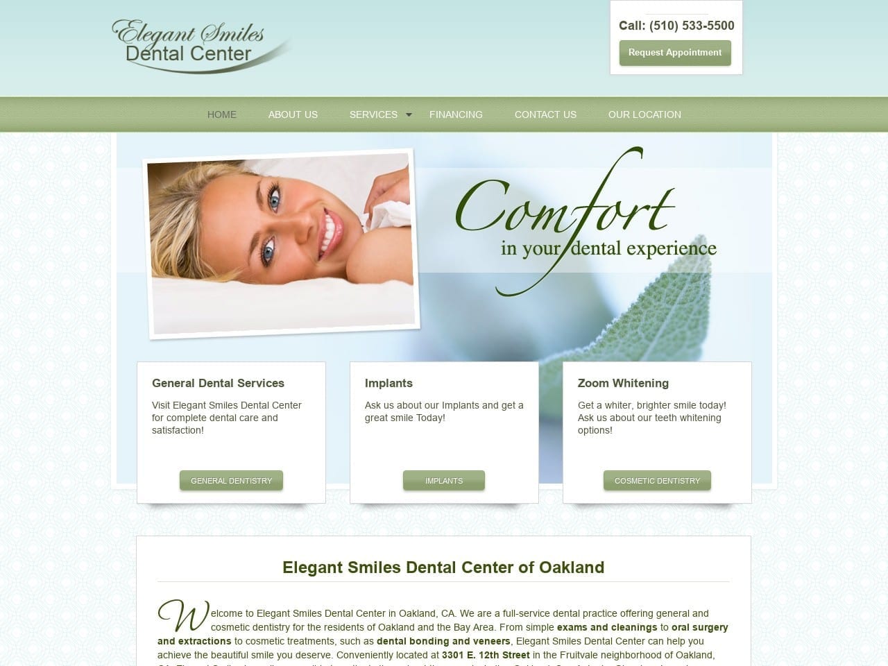 Moftakhar Farshad DDS A Dental Website Screenshot from elegantsmilesdentalcenter.com