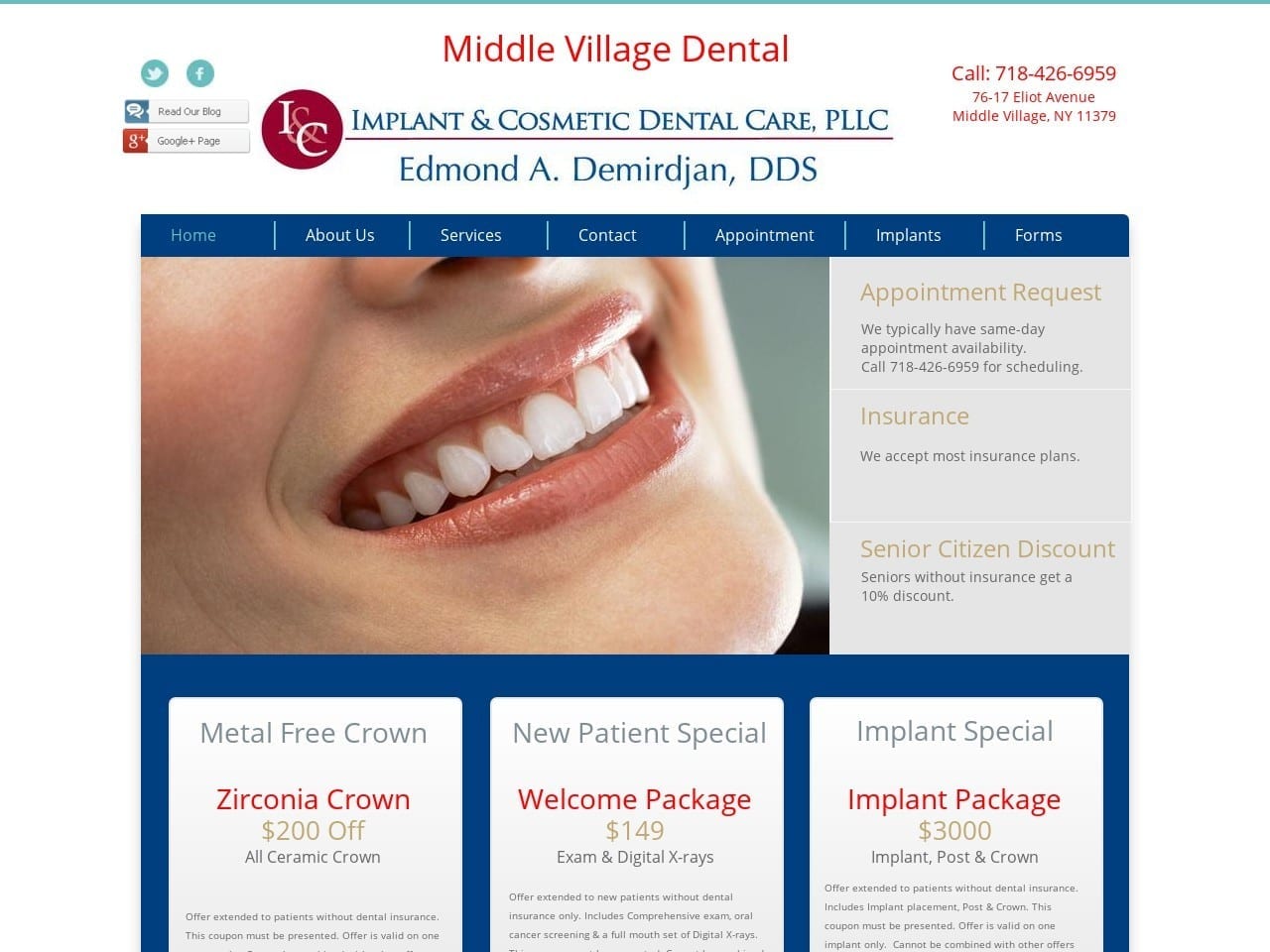 Eliot Dental Website Screenshot from eliotdental.com