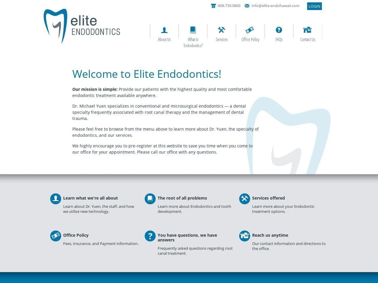 Elite Endodontics Website Screenshot from elite-endohawaii.com