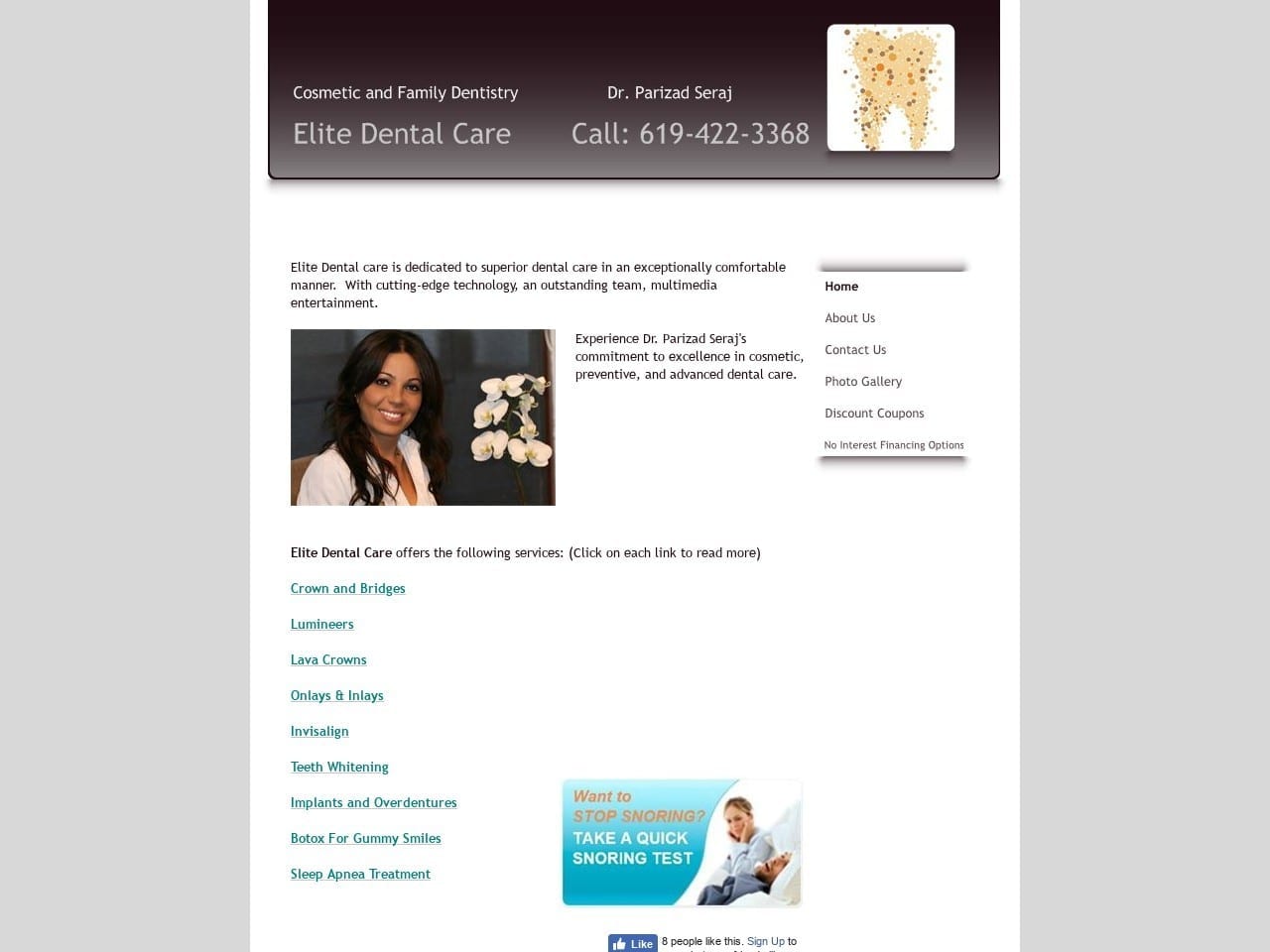 Elite Dental Care401 Website Screenshot from elitedentalcare401.com