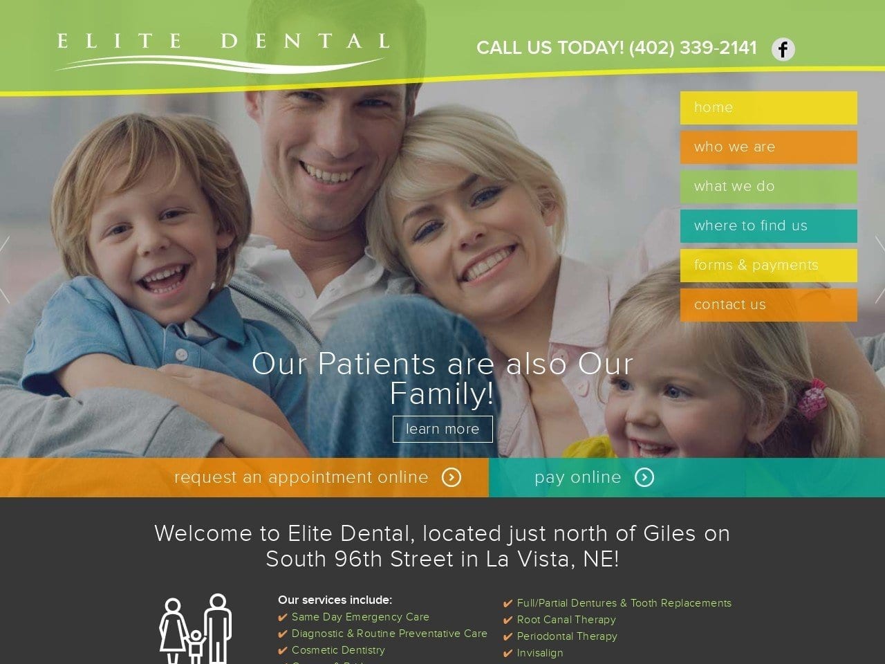 Elite Dental Website Screenshot from elitedentalomaha.com