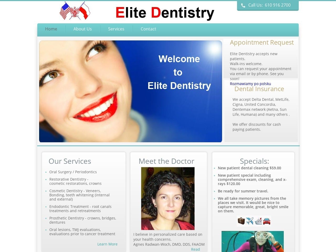 Elite Dentistry Website Screenshot from elitedentistry.org