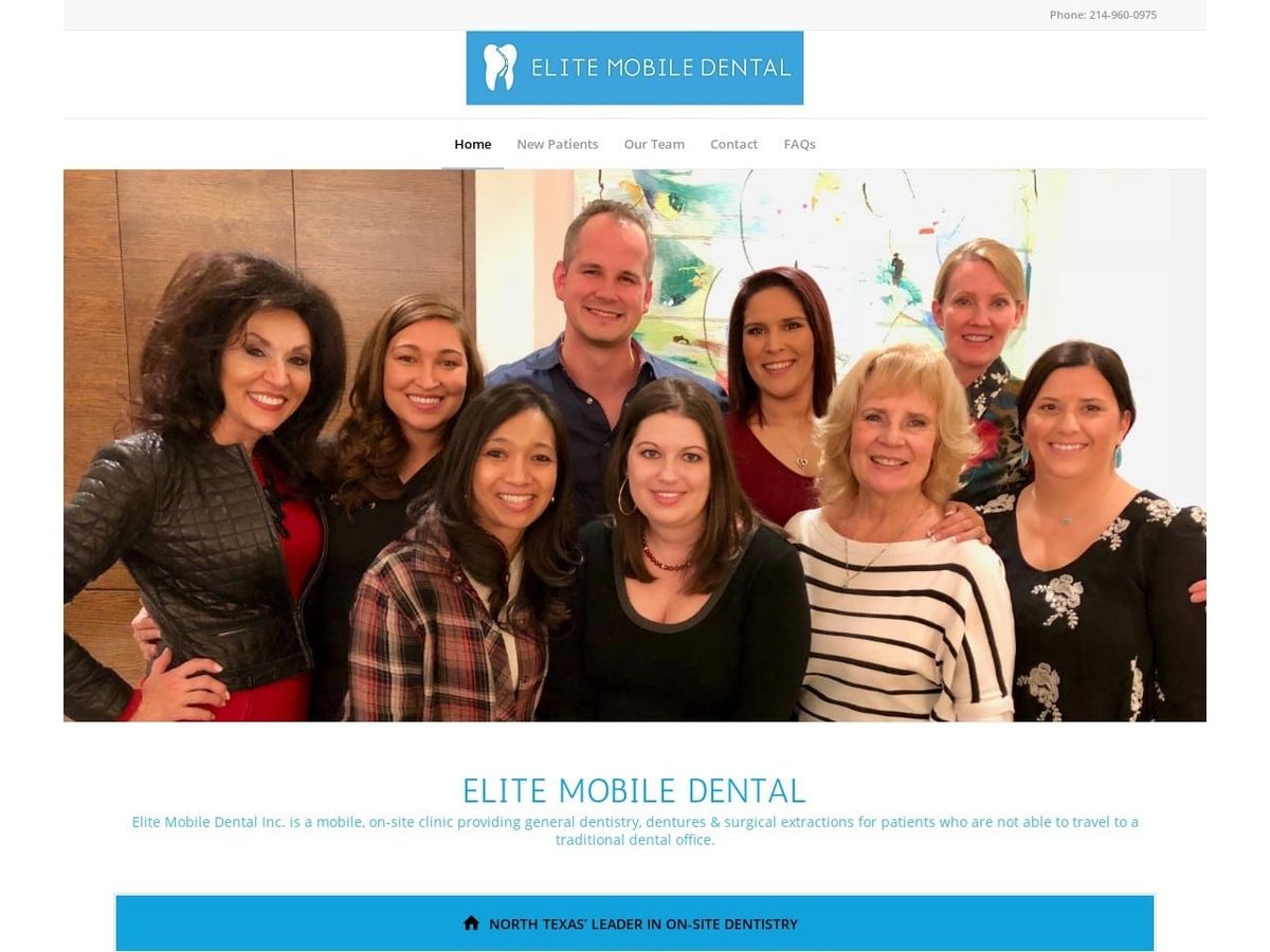 Elite Mobile Dental Website Screenshot from elitemobiledental.com