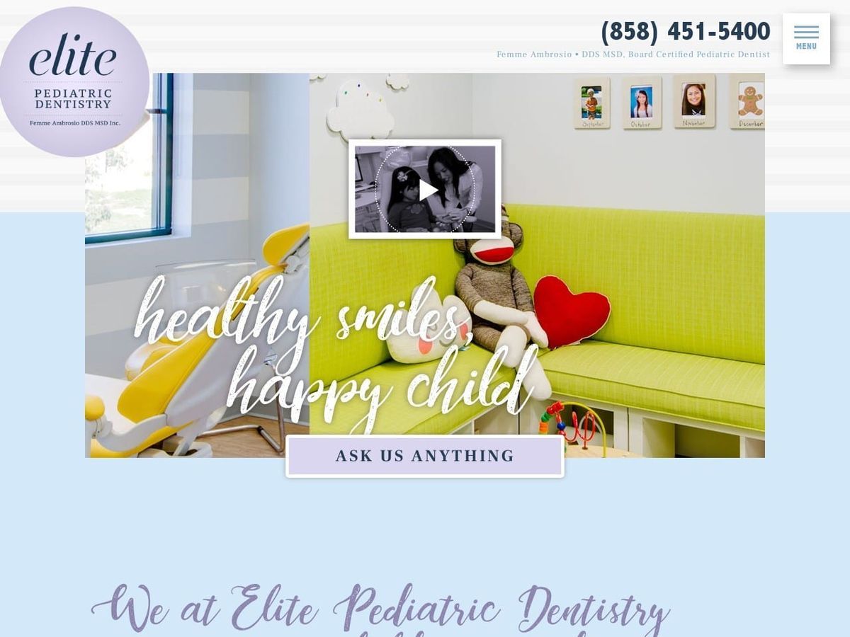 Elite Pediatric Dentist Website Screenshot from elitepediatricdentistry.com