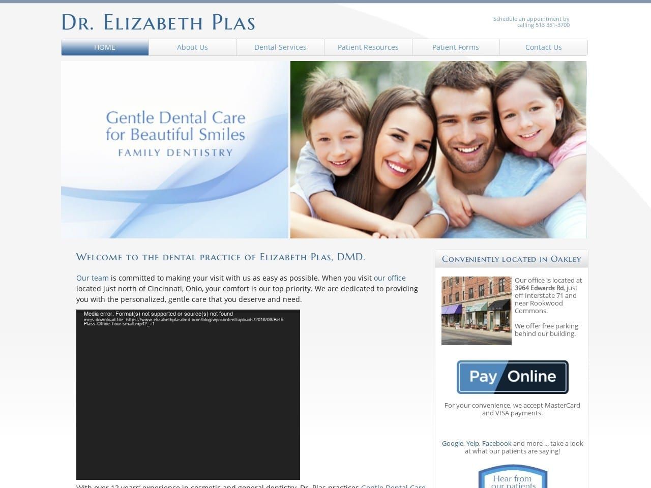 Plas Elizabeth DMD Website Screenshot from elizabethplasdmd.com