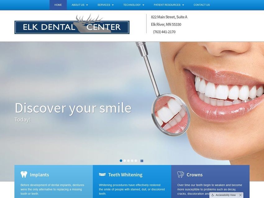 Elk Dental Center Website Screenshot from elkdentalcenter.com