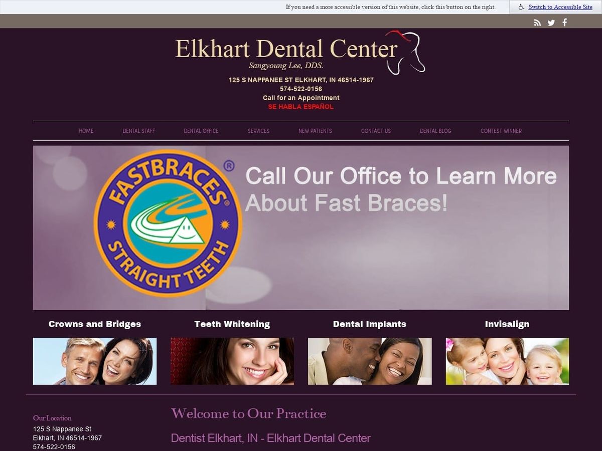 Elkhart Dental Center PC Website Screenshot from elkhartdentalcenter.com