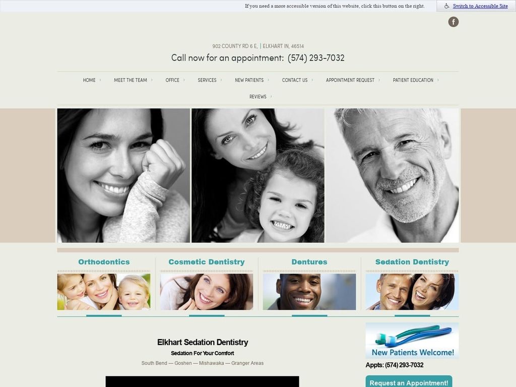 Corn Mark a DDS Website Screenshot from elkhartsedationdentist.com