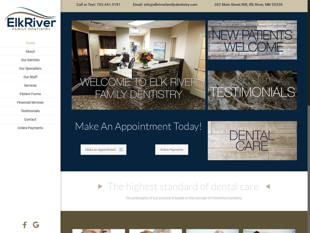 Elk River Family Dentistry Wallace Julie DDS Website Screenshot from elkriverfamilydentistry.com