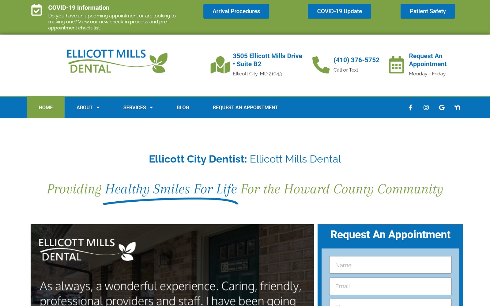 ellicottmillsdental.com screenshot