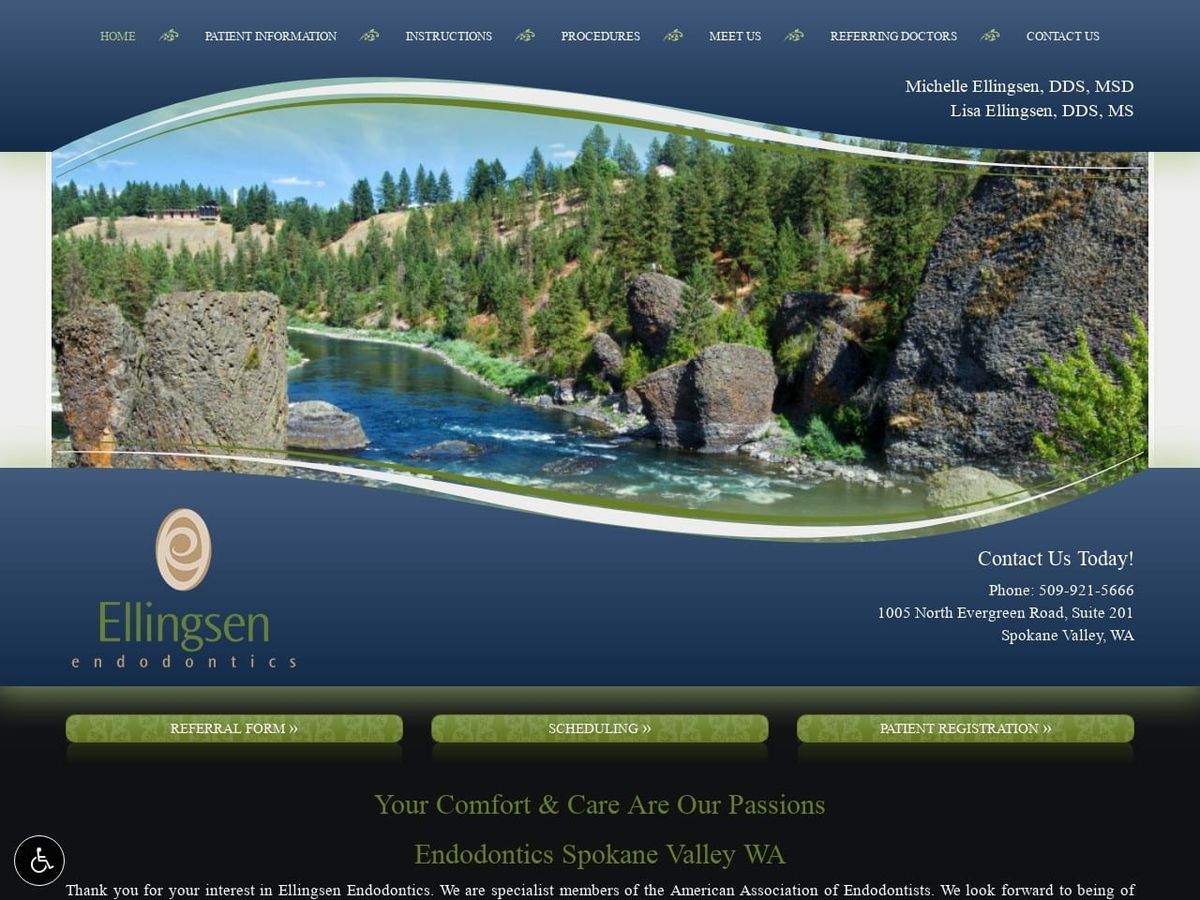 Ellingsen Endodontics Website Screenshot from ellingsenendo.com