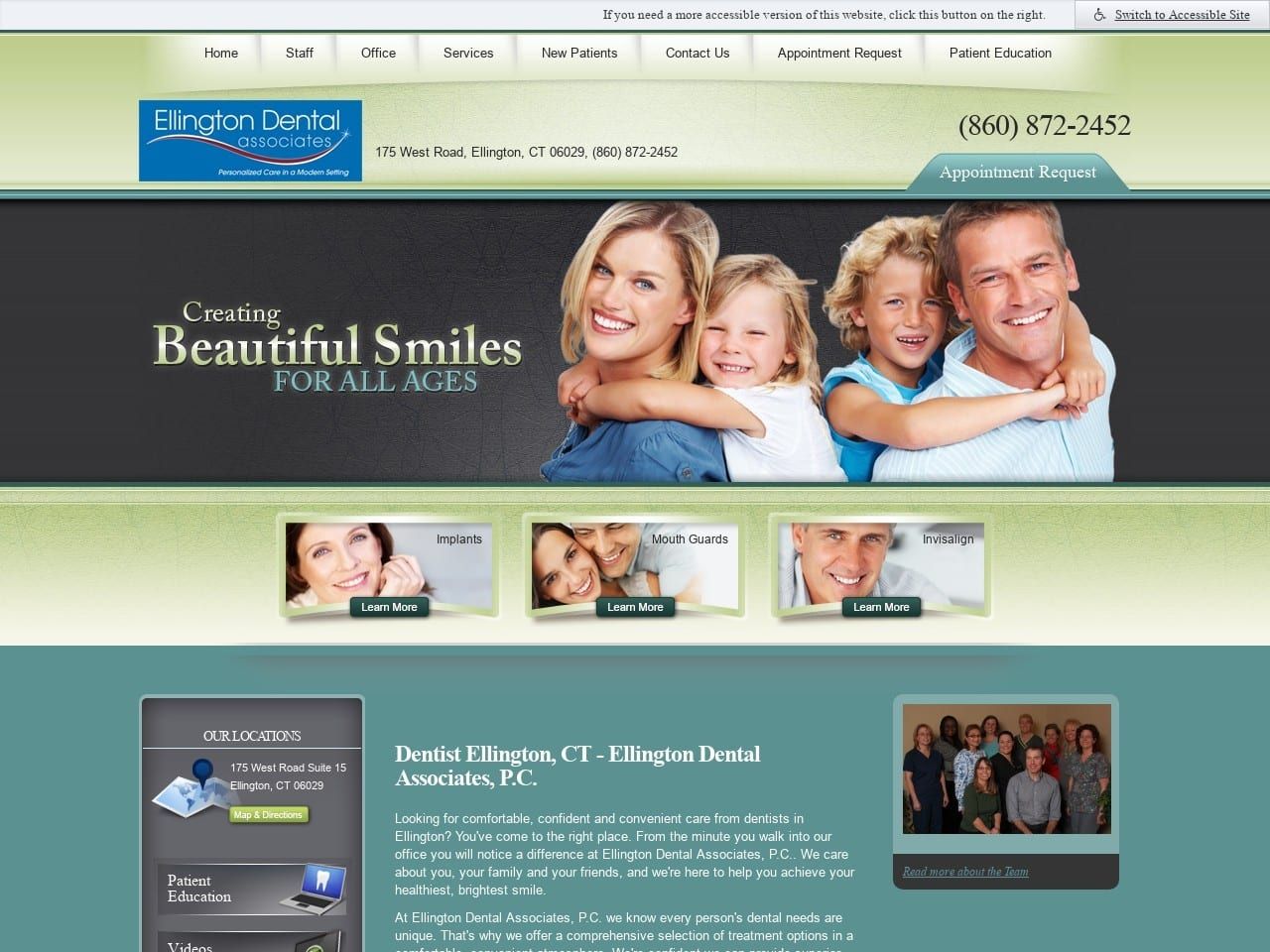 Ellington Dental Associates P.C. Website Screenshot from ellingtondental.com