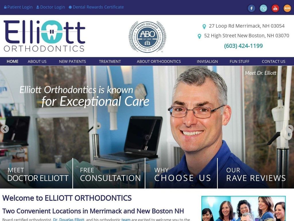 Elliott Orthodontics Website Screenshot from elliottorthodontics.com