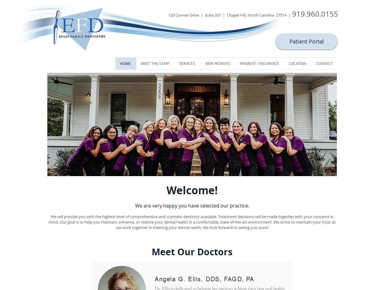 Ellis Family Dentist Website Screenshot from ellisdentistry.com
