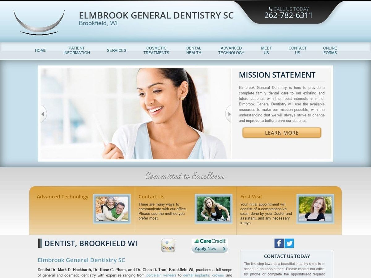 Elmbrookgeneral Dentistry Website Screenshot from elmbrookgeneraldentistry.com