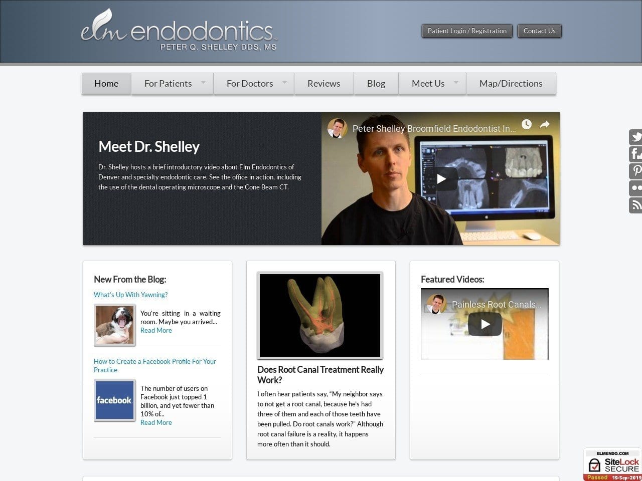 Elm Endodontics Peter Shelley DDS MS Website Screenshot from elmendo.com