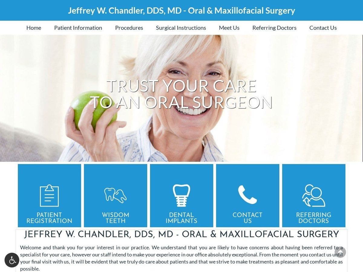 Jeffrey W. Chandler DDS MD PC Website Screenshot from elmhurstoralsurgery.com