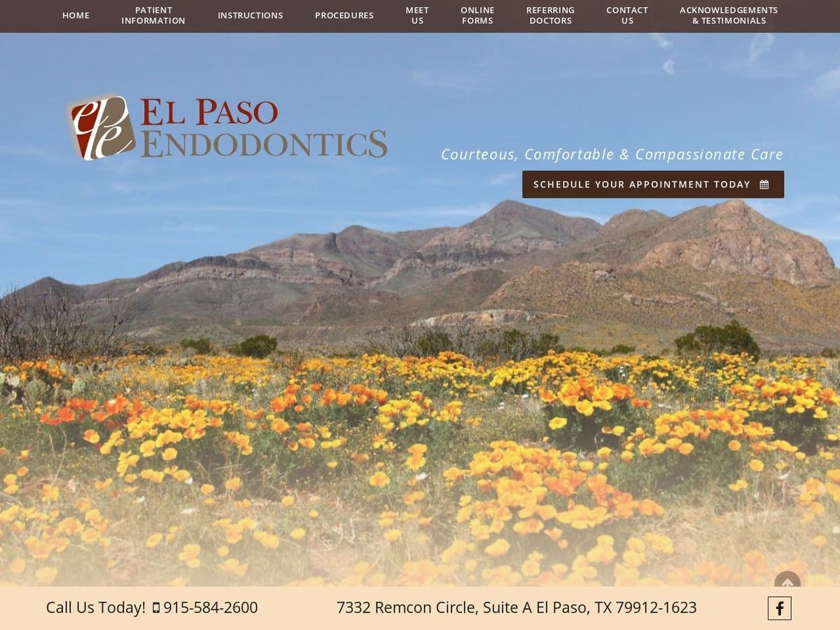 El Paso Endodontics Website Screenshot from elpasoendodontics.com