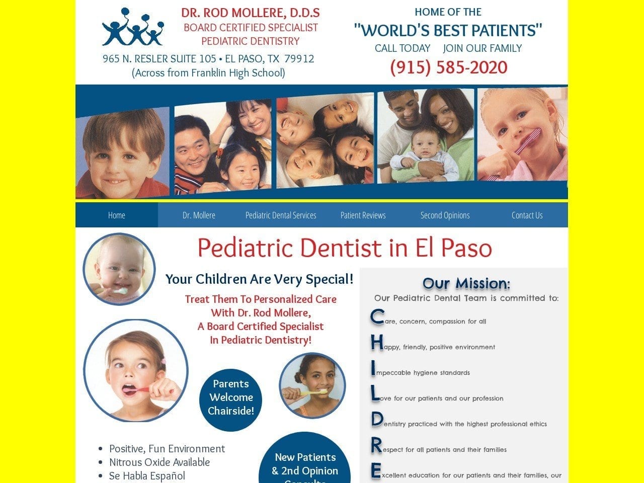 El PasoDental Facility Website Screenshot from elpasokidsdds.com