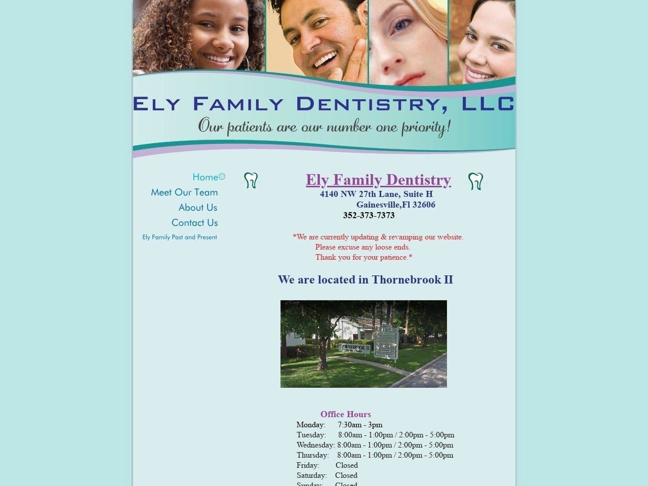 Ely Family Dentist Website Screenshot from elyfamilydentistry.com