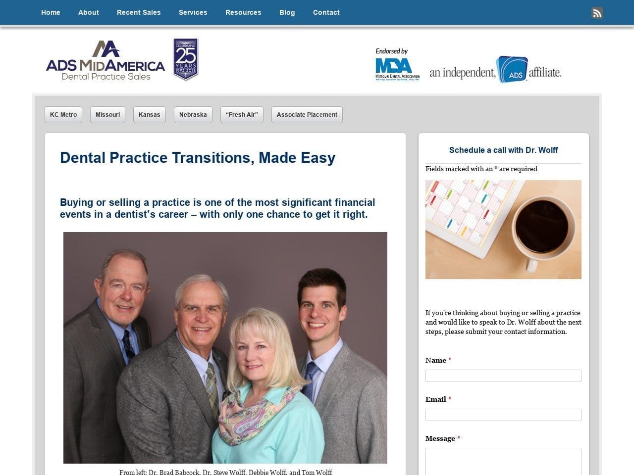 EMA Dental Practice Sales Website Screenshot from emadentalpracticesales.com