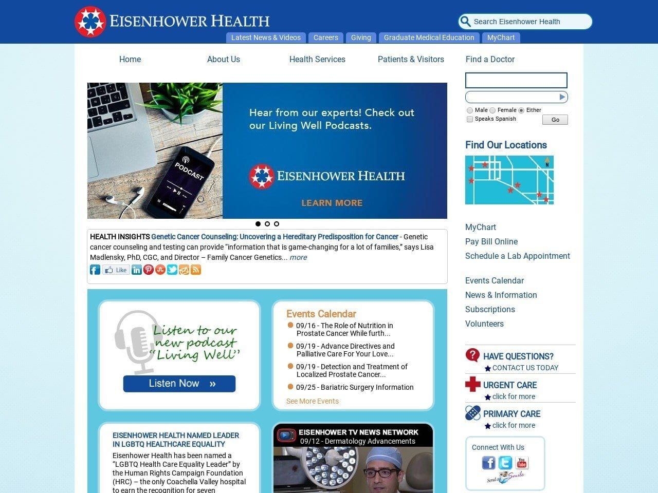 Eisenhower Memorial Hospital Sachs Neil DDS Website Screenshot from emc.org