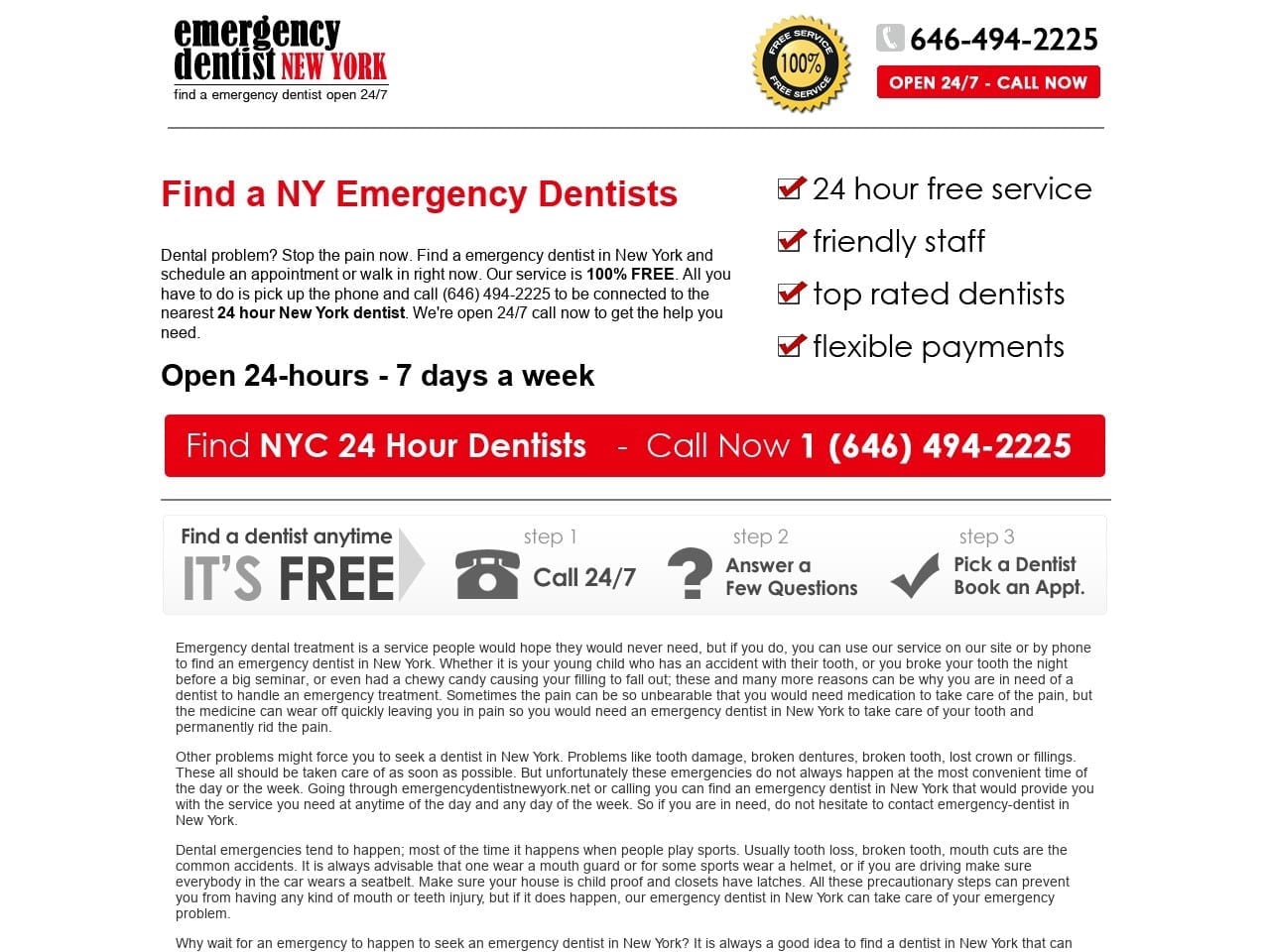 Emergency Dentist New York Website Screenshot from emergencydentistnewyork.net