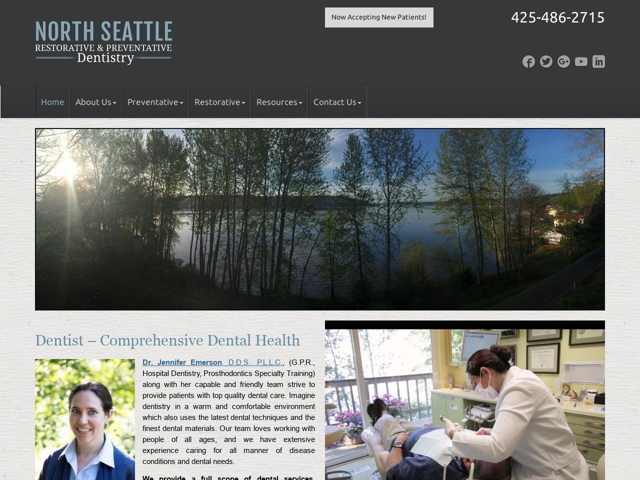 North Seattle Restorative Dentist Website Screenshot from emersondds.com